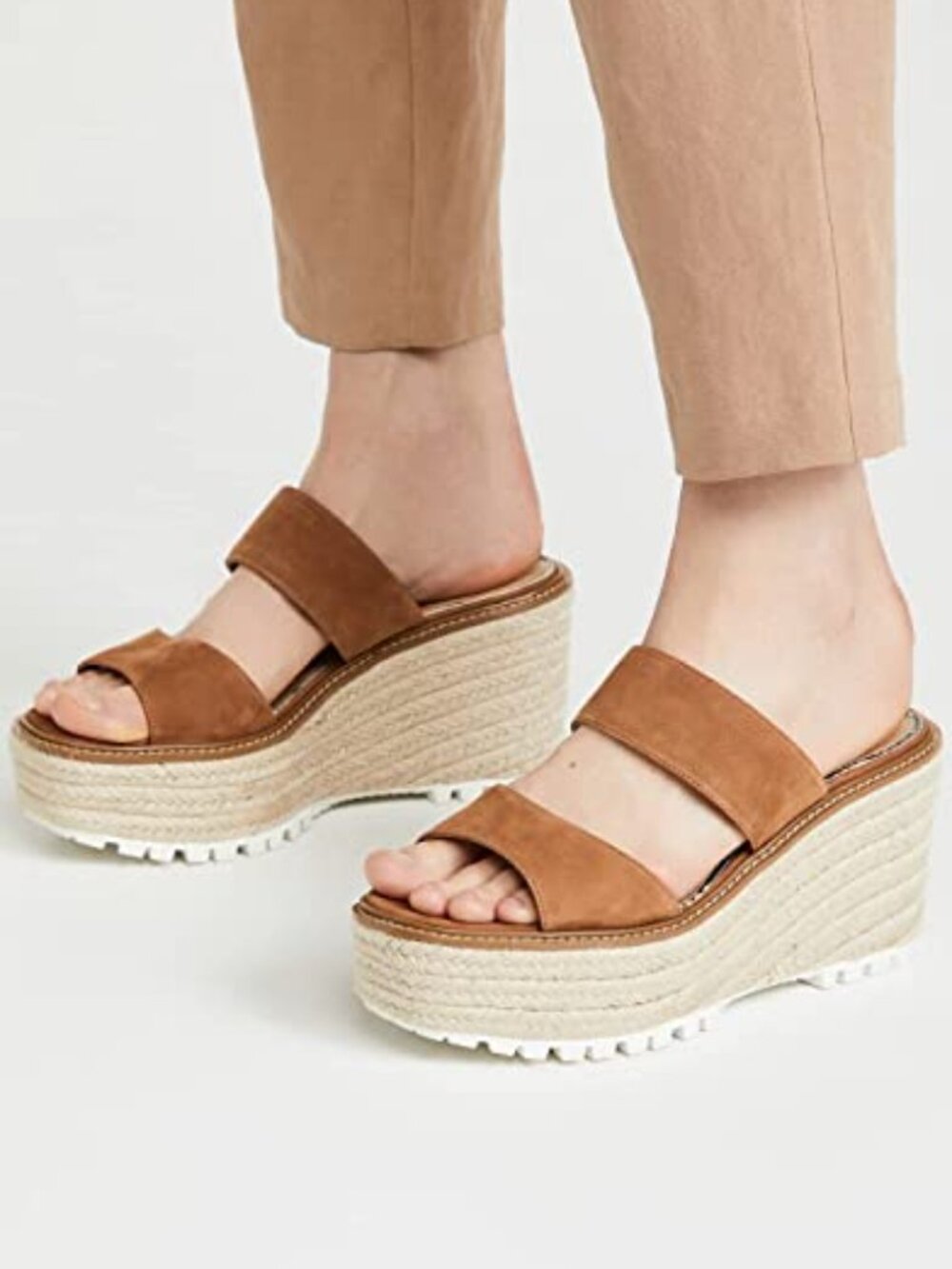 Sam Edelman Luca Platform Sandals Leather Espadrilles Slip On Brown Size 8.5 NEW